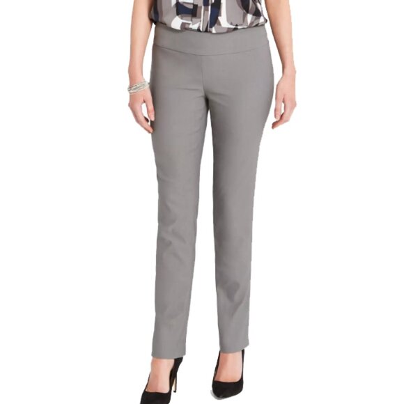 NIC+Zoe Wonder Stretch Straight Leg Pull On Pants Grey Tarnish Size 10 - Picture 1 of 8